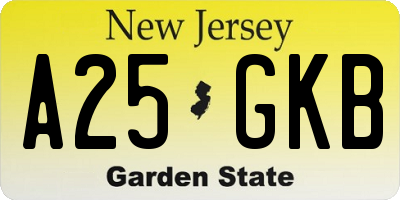 NJ license plate A25GKB