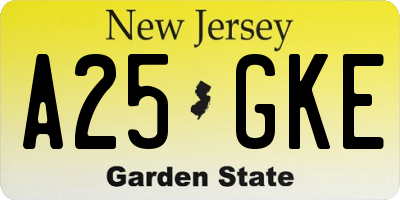 NJ license plate A25GKE