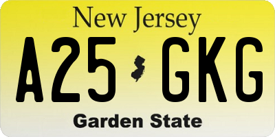 NJ license plate A25GKG