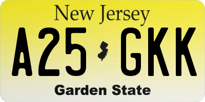 NJ license plate A25GKK