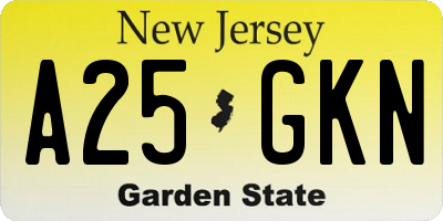 NJ license plate A25GKN