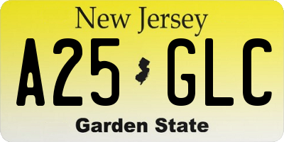 NJ license plate A25GLC