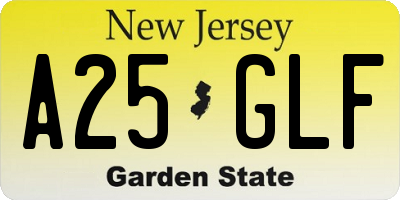NJ license plate A25GLF
