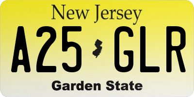 NJ license plate A25GLR