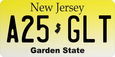 NJ license plate A25GLT