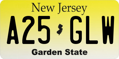 NJ license plate A25GLW