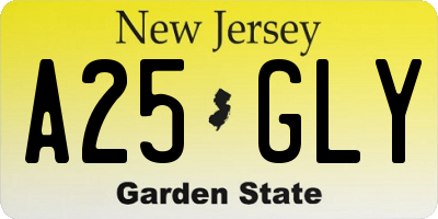 NJ license plate A25GLY