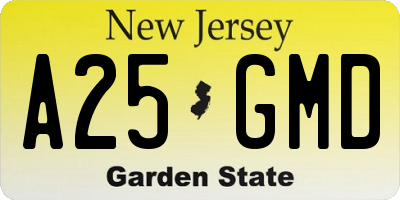 NJ license plate A25GMD