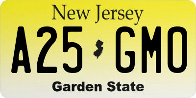 NJ license plate A25GMO