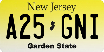 NJ license plate A25GNI