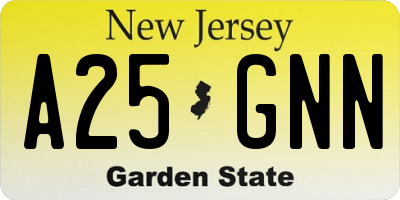 NJ license plate A25GNN