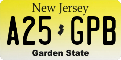 NJ license plate A25GPB