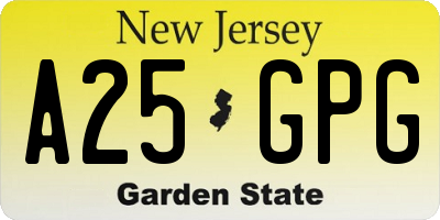 NJ license plate A25GPG