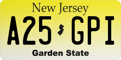 NJ license plate A25GPI