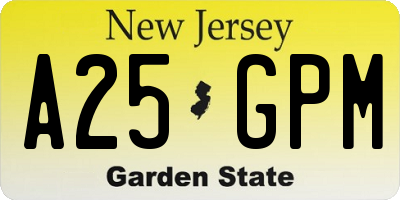 NJ license plate A25GPM