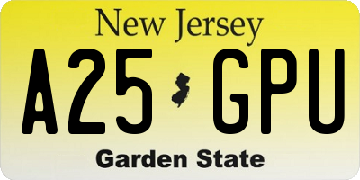 NJ license plate A25GPU