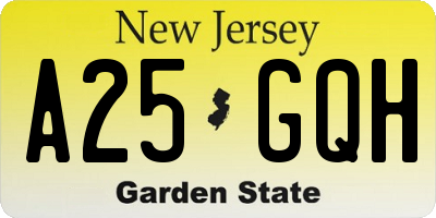 NJ license plate A25GQH
