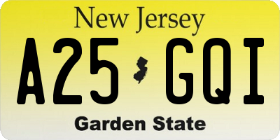 NJ license plate A25GQI