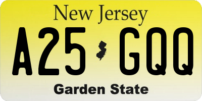 NJ license plate A25GQQ