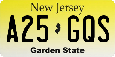 NJ license plate A25GQS