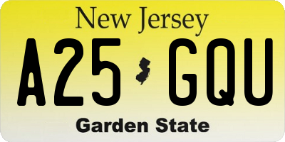 NJ license plate A25GQU