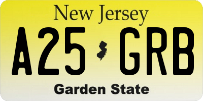 NJ license plate A25GRB