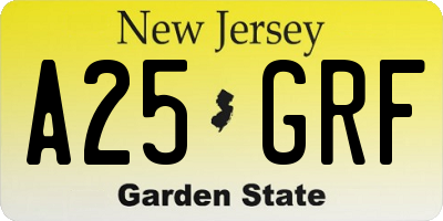 NJ license plate A25GRF