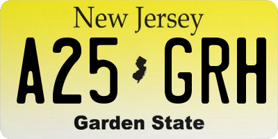 NJ license plate A25GRH