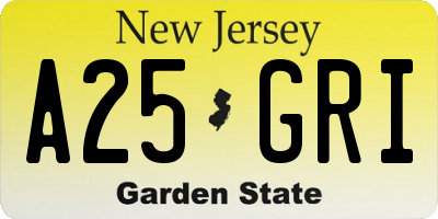 NJ license plate A25GRI