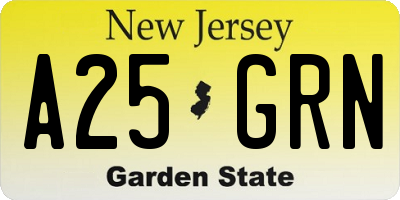 NJ license plate A25GRN