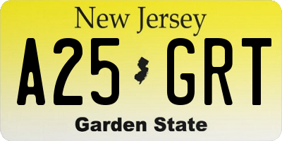 NJ license plate A25GRT