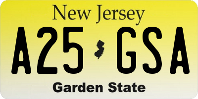 NJ license plate A25GSA