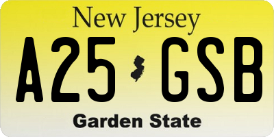 NJ license plate A25GSB