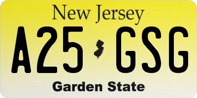 NJ license plate A25GSG