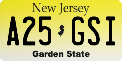 NJ license plate A25GSI