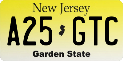 NJ license plate A25GTC