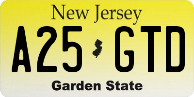 NJ license plate A25GTD
