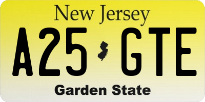NJ license plate A25GTE