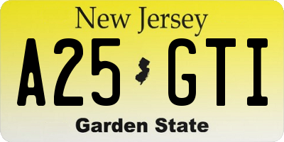 NJ license plate A25GTI