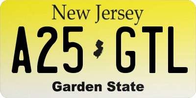 NJ license plate A25GTL