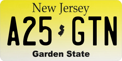 NJ license plate A25GTN