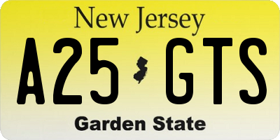 NJ license plate A25GTS