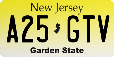 NJ license plate A25GTV