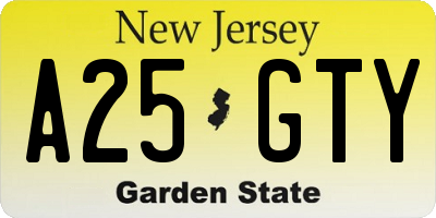 NJ license plate A25GTY