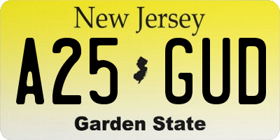 NJ license plate A25GUD