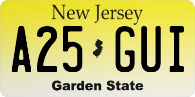 NJ license plate A25GUI