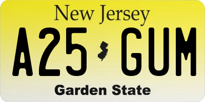 NJ license plate A25GUM