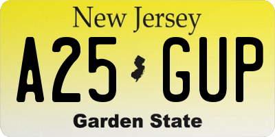 NJ license plate A25GUP