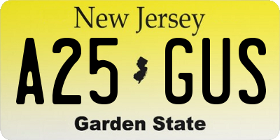NJ license plate A25GUS