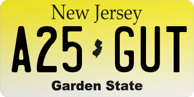NJ license plate A25GUT